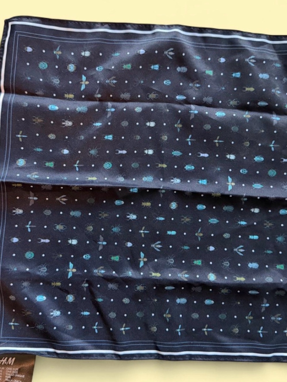 H&M Men’s Navy Pocket Square with Aqua Micro Motifs